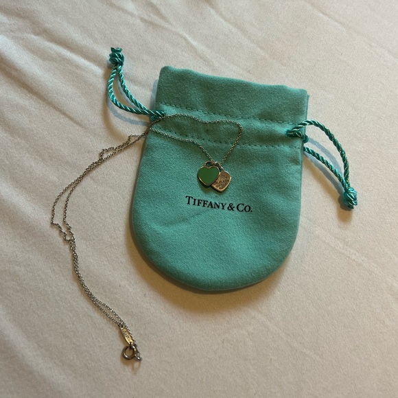 Return to Tiffany & Co. Blue Enamel Double Heart Tag Pendant
in Silver, Mini - Picture 3 of 5